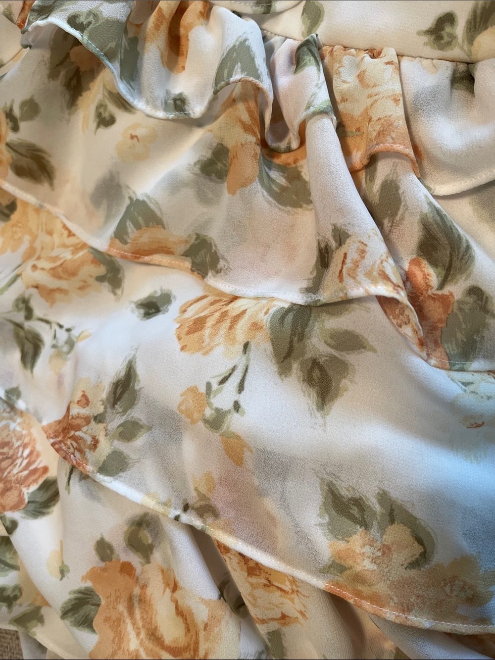 Floral Ruffled Tiered Dress in Cream and Peach - Picture 4 of 4